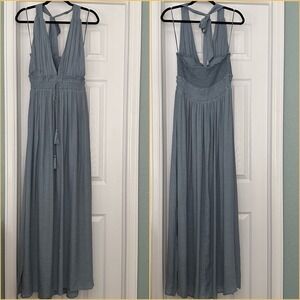 Wishlist‎ Apparel Boho Halter Maxi Dress Dusty Blue Size Medium NWT